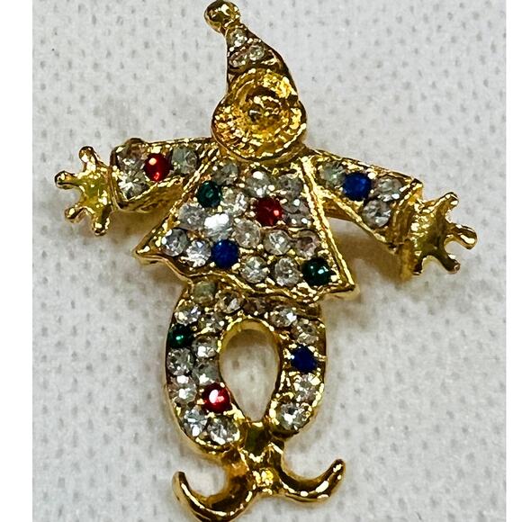 Swarovski Crystal Rhinestone Clown Swivel Hips Articulated Scatter Pin/Brooch - Picture 1 of 3